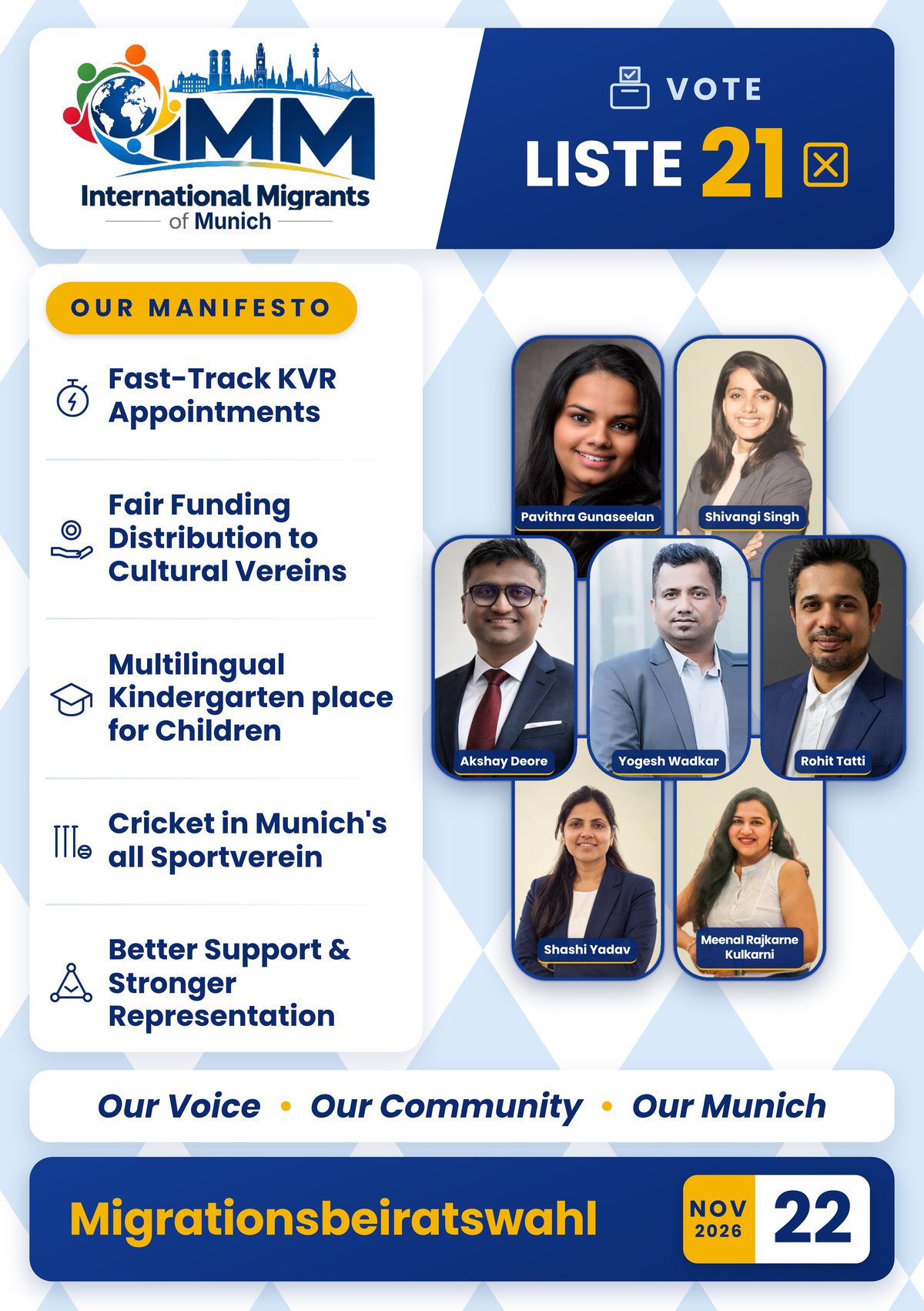 IMM Liste 21 campaign poster with all candidates